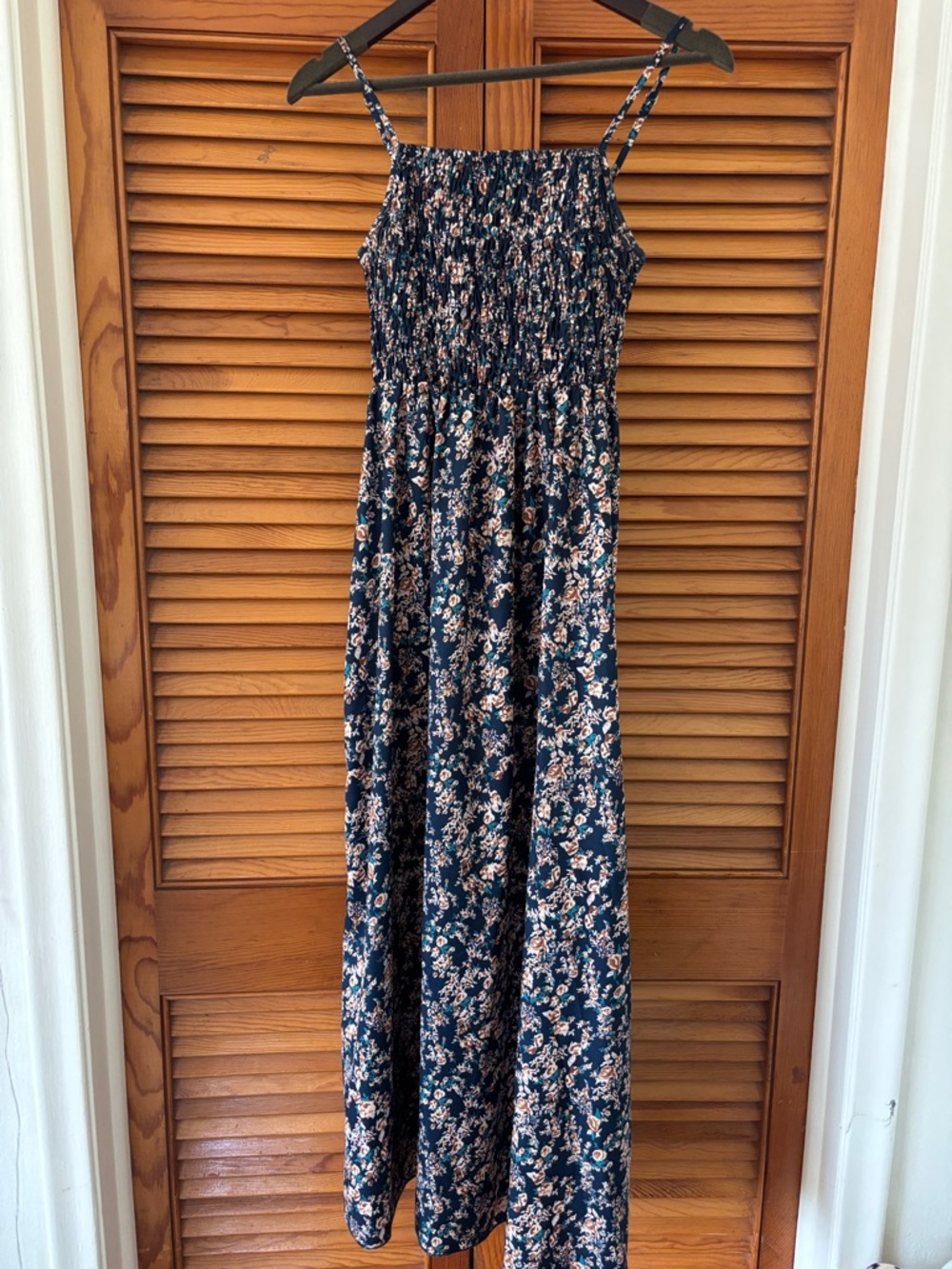 SHEIN Navy Blue Floral Maxi Dress